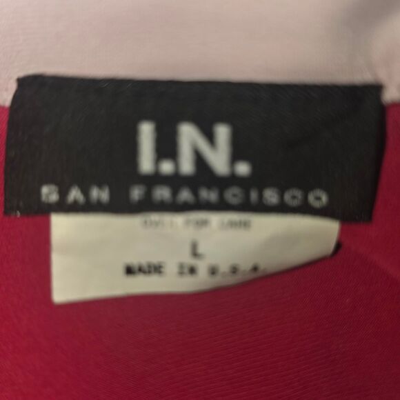 Y2K Hot Pink Off Shoulder Top I.N. San Francisco Lettuce Hem Bow L - Picture 4 of 4